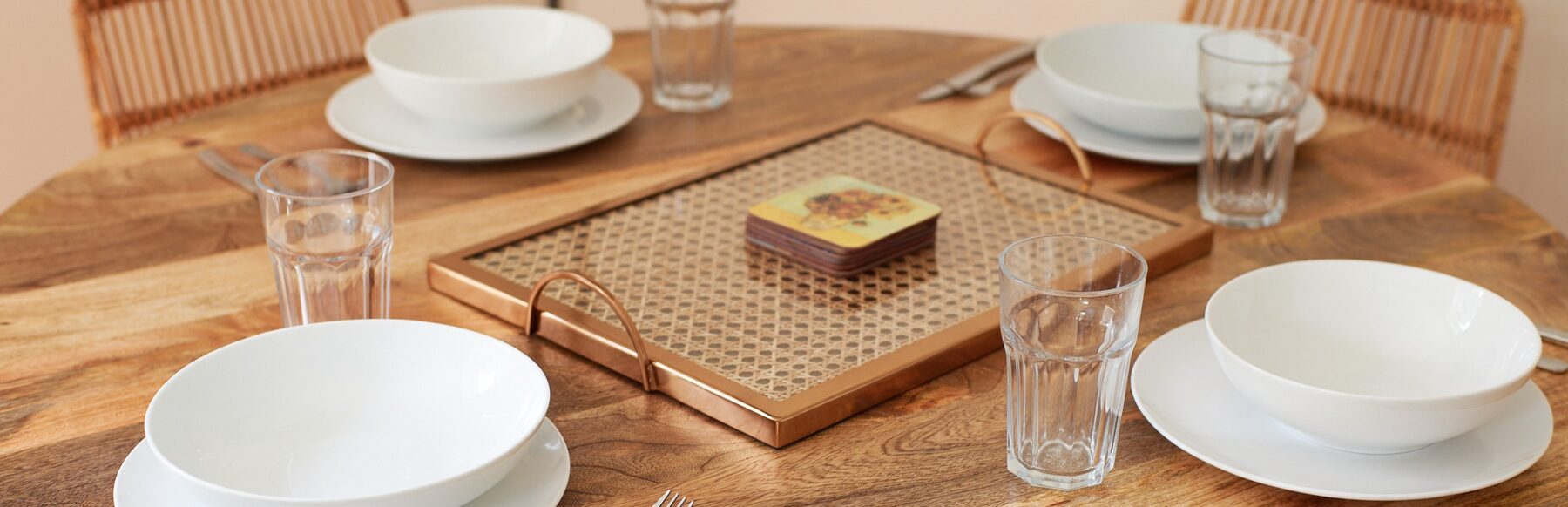 Dining table staged for professional photography
